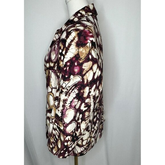 Alfred Dunner Womens Multicolor Abstract Print Jacket Blouse Size 14 - Picture 2 of 9